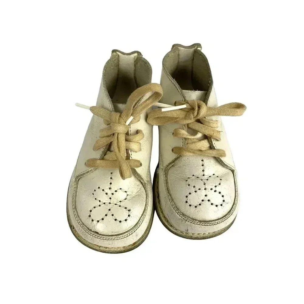 VTG Penney's Baby Shoes Sz 4D 70's Split Leather White‎ BOXED